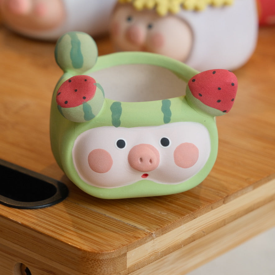 Watermelon Piggy Small Handmade Pot