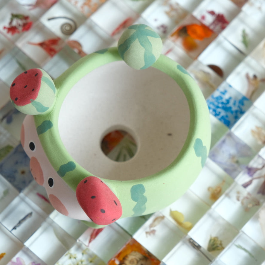 Watermelon Piggy Small Handmade Pot